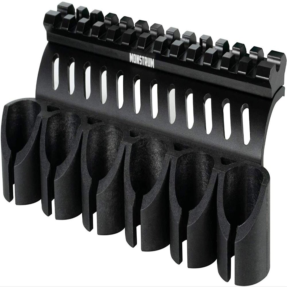 Monstrum Side Saddle Shell Holder with Picatinny Rail Mount for Mossberg 500/590/Shockwave Series Shotguns | 12 Gauge