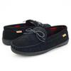 PAMIR Men's Genuine suede Fleece Moccasin Slippers Indoor Outdoor Slip on Driving Loafer Shoes Black 8 M US view 1