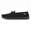 PAMIR Men's Genuine suede Fleece Moccasin Slippers Indoor Outdoor Slip on Driving Loafer Shoes Black 8 M US view 4