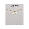 QUINNLYN & CO. Round Pendant Initial Necklace for Women with Personalized Greeting Card, Gifts for Her in Gold Tone (Initial D) view 1