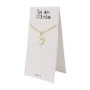 QUINNLYN & CO. Round Pendant Initial Necklace for Women with Personalized Greeting Card, Gifts for Her in Gold Tone (Initial D) view 3