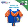 SwimSchool Swim Trainer - Medium/Large - Swim Vest with Shoulder Sleeves, Adjustable Safety Strap, and Removable Chin-Up Collar -Blue/Orange view 3