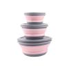 luckycyc Folding Bowl Set, 3pcs Portable Silicone Collapsible Travel Bowls with Lid, 3 Sizes: Small (12*6cm), Medium (15*7.7cm), Large (19*8.5cm), Food Grade Silicone, Dishwasher Safe view 1