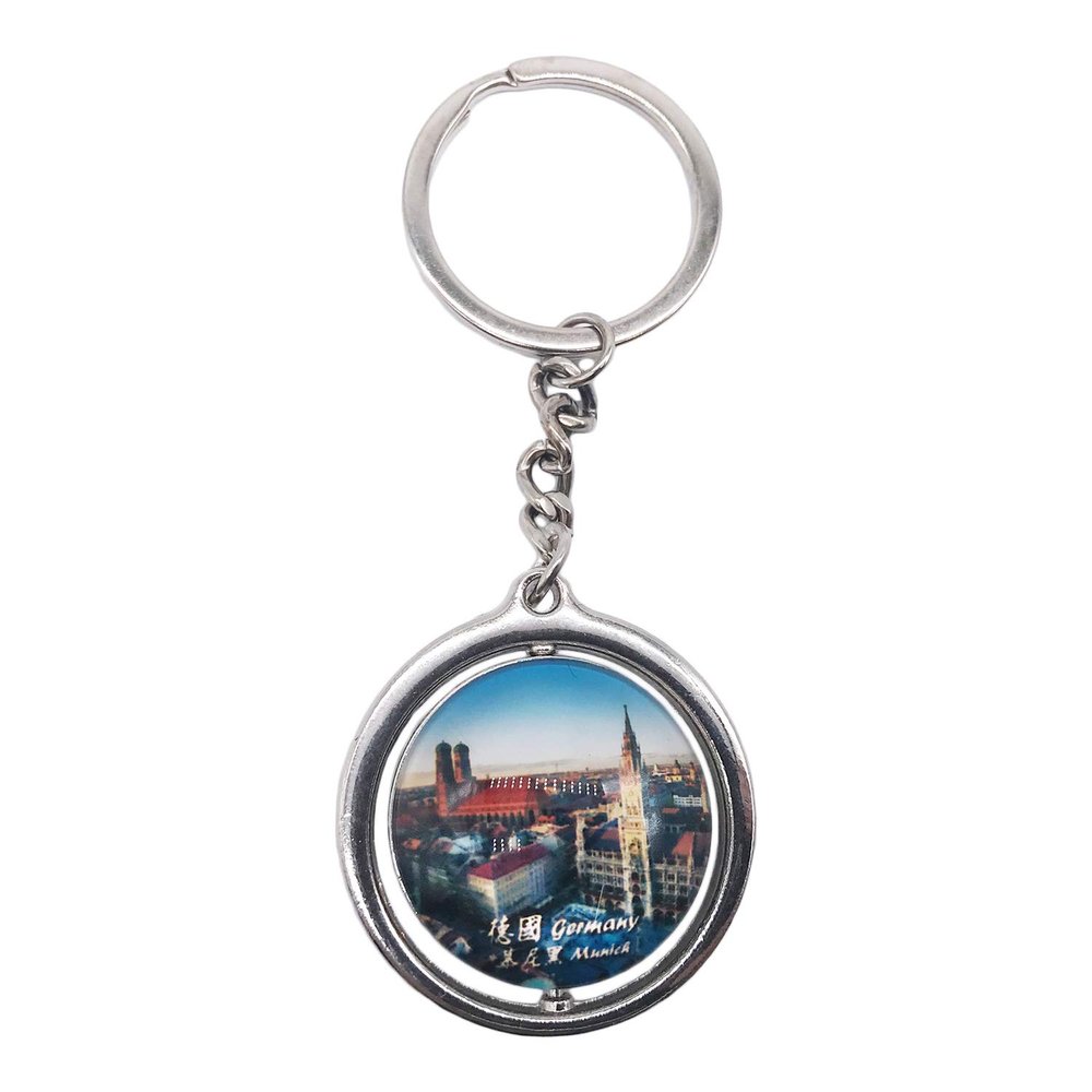 3D Munich Germany Glass Crystal Keychain Keyring Rotating Decoration Tourist Souvenir Men Women Accessories Gift Rotating Decoration