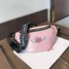 Women Leather Pink Small Chest Bag Pockets Shoulder view 1