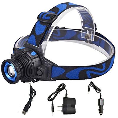 Fishing Light ZK20 Dropshipping 3000LM CREE Q5 LED Headlamp Frontal Flashlight Rechargeable Zoomable Headlight Build-In Battery Stock in RU