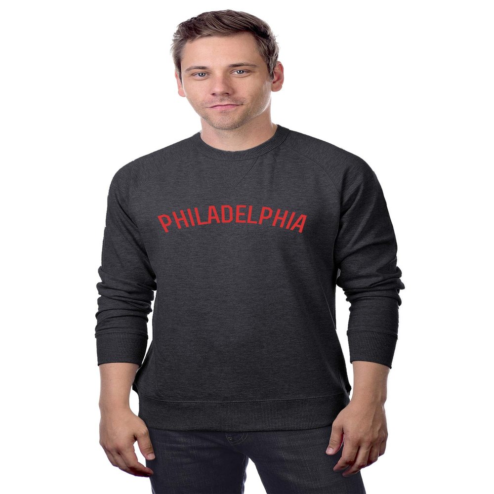 Daxton Philadelphia Sweatshirt Fit Pullover Crewneck French Terry Fabric, HCharcoal Sweatshirt Red Letters, S