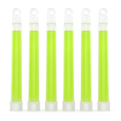 Swiss Safe Premium 6" Glow Sticks, Extra Bright, 12+ Hour Duration, Emergency Ready, Green, 6 Pack