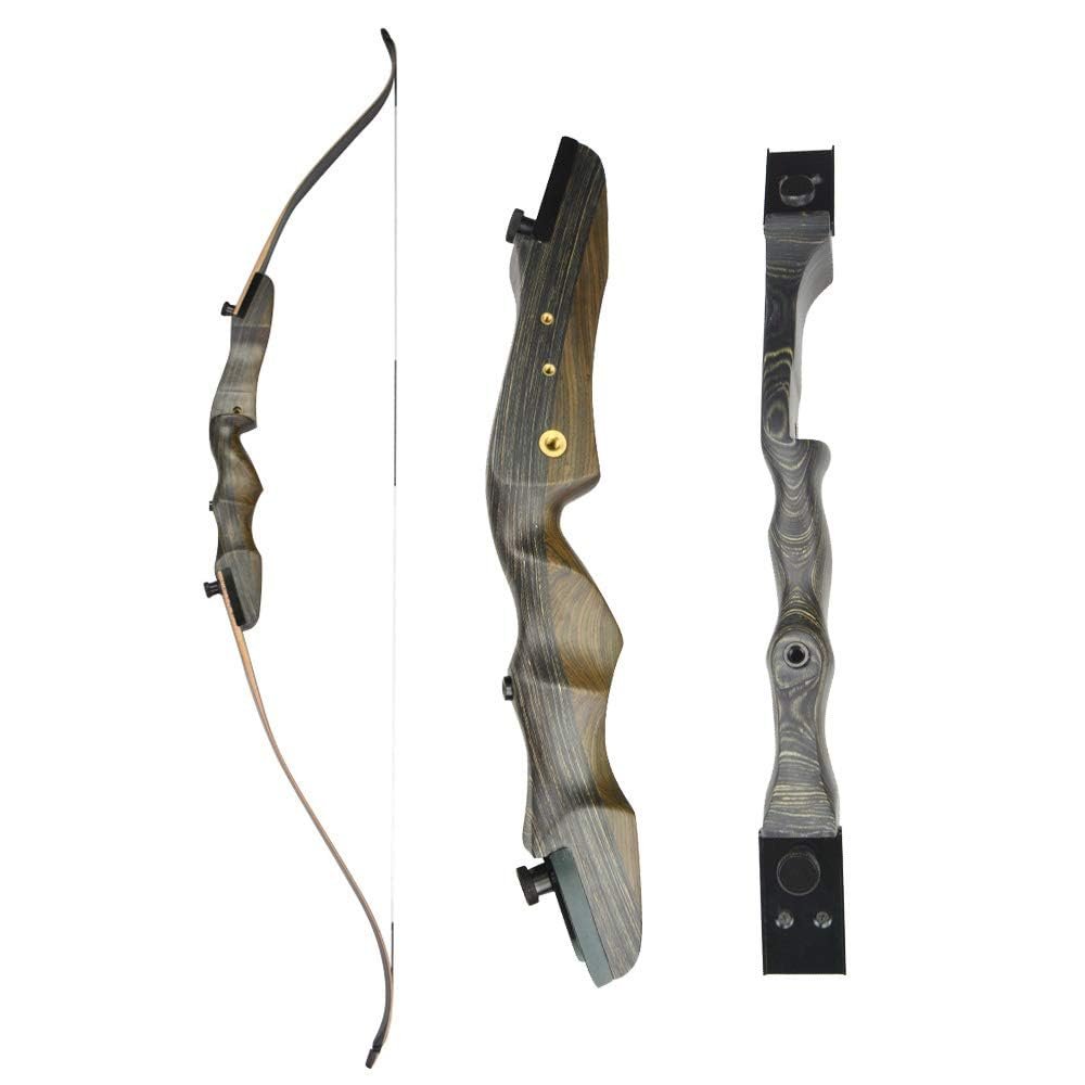 SHARROW Archery Takedown Recurve Bow Wooden Riser Hunting Adult Bow 18-40lbs Archery Target Practice Bow Traditional Longbow (30lbs)