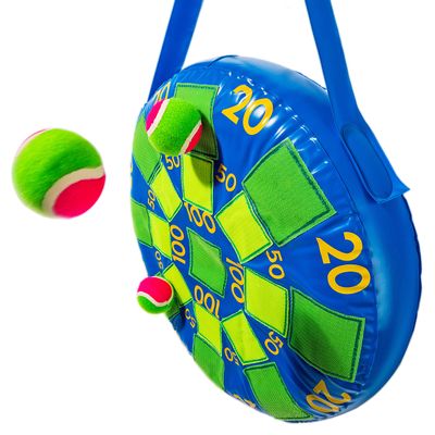 Franklin Sports Kids Dart Board - Inflatable Dart Ball Game with 3 Tennis Ball Self-Stick Darts - 20 X 20