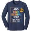 TEEAMORE Custom Youth Long Sleeve Shirt Add Your Own Image Photo Design Personalized Text Navy view 1