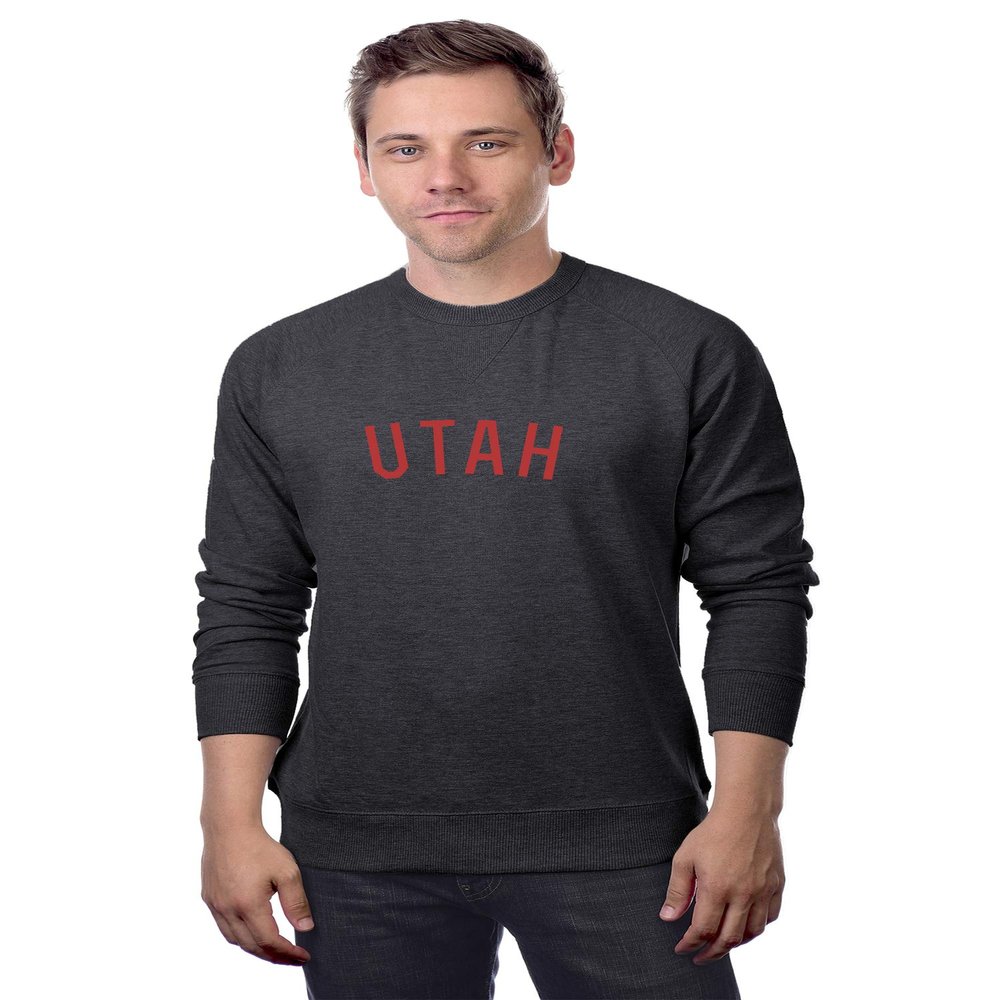 Daxton Utah Sweatshirt Athletic Fit Pullover Crewneck French Terry Fabric, HCharcoal Sweatshirt Red Letters, 2XL