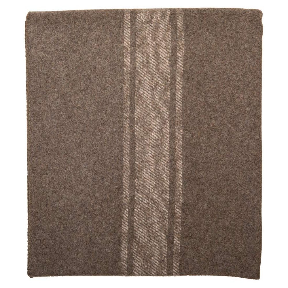 Farm Blue Wool Blanket Military Style - Thick & Lightweight Army Camping Blankets as a Survival Blankets, Car, Hiking 55% Wool 45% Blended Fibers (OD/Khaki Stripe 62" x 80" x 0.15")