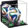 Better Display Cases Acrylic Mini - Miniature (not Full Size) Soccer Ball Display Case with Mirror Case, Green Risers, Wall Mount and Clear Base (B03/A015) view 1