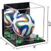 Better Display Cases Acrylic Mini - Miniature (not Full Size) Soccer Ball Display Case with Mirror Case, Green Risers, Wall Mount and Clear Base (B03/A015) view 2