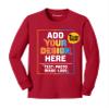 Custom Youth Long Sleeve Shirt Add Your Own Image Photo Text Front Back Side Red view 1