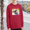 Custom Youth Long Sleeve Shirt Add Your Own Image Photo Text Front Back Side Red view 2