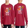 Custom Youth Long Sleeve Shirt Add Your Own Image Photo Text Front Back Side Red view 4