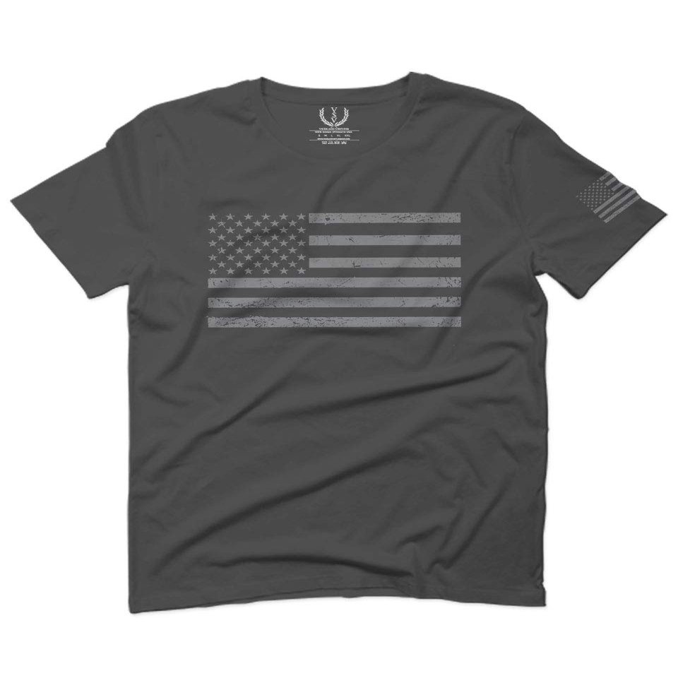 0176. Gray America USA American United States Vintage Flag Patriotic Style for Men T Shirt (Charcoal, 2X-Large)