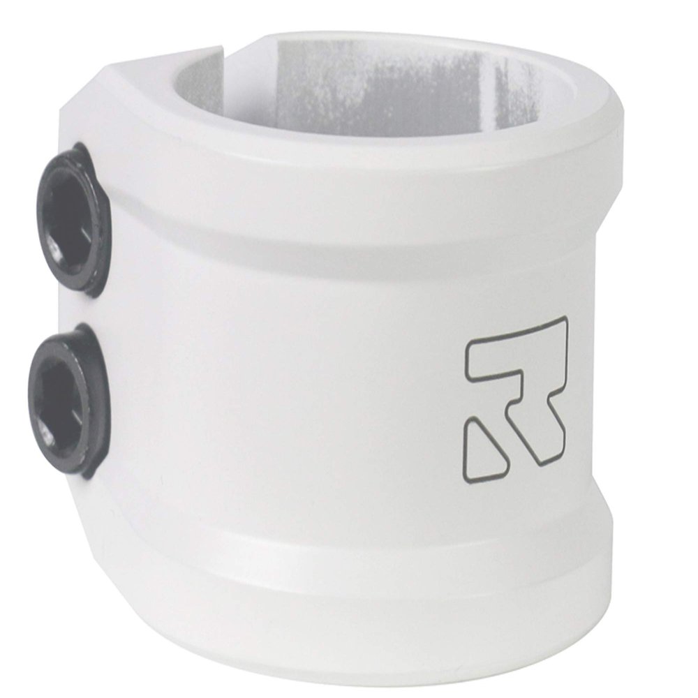 ROOT INDUSTRIES Lithium Double Clamp - Pro Trick Stunt Scooter Clamp - Compatible with Freestyle Bars Standard/Oversized - Variety of Colors - 2 Bolt 6mm Compression for Kick Push Scooter (White)