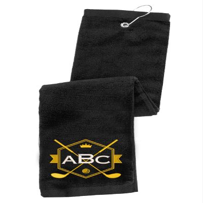 Personalized Embroidered Golf Towel with Monogram Design and Initials  Custom Trifold Towel for Golf Bags with Grommet and Carabiner Clip, Hook