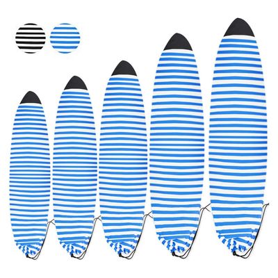 UCEDER Surfboard Sock Cover,Lightweight Stretch Board Bag for Sun Protection,Foldable Surfboard Sock Sleeve Perfect for Travel and Transportation(Blue and White, 6'10'')