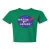 ALLNTRENDS Kids Youth T Shirt Hello 1st Grade Back to School Tee Cool Space (S, Kelly Green)