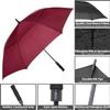 MRTLLOA Automatic Open Golf Umbrella, Extra-Large Oversized Double Canopy Vented Windproof Waterproof Stick Rain Golf Umbrellas for Men and Women (Burgundy/68 in) view 3