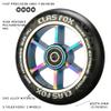 CLAS FOX 100mm One Pair Pro Stunt Scooter Wheels with ABEC-9 Bearings CNC Metal Core Graviti (2pcs) (Black PU Rainbow Core) view 2