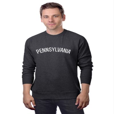 Daxton Pennsylvania Sweatshirt Fit Pullover Crewneck French Terry Fabric, HthCharcoal Sweatshirt White Letters, S