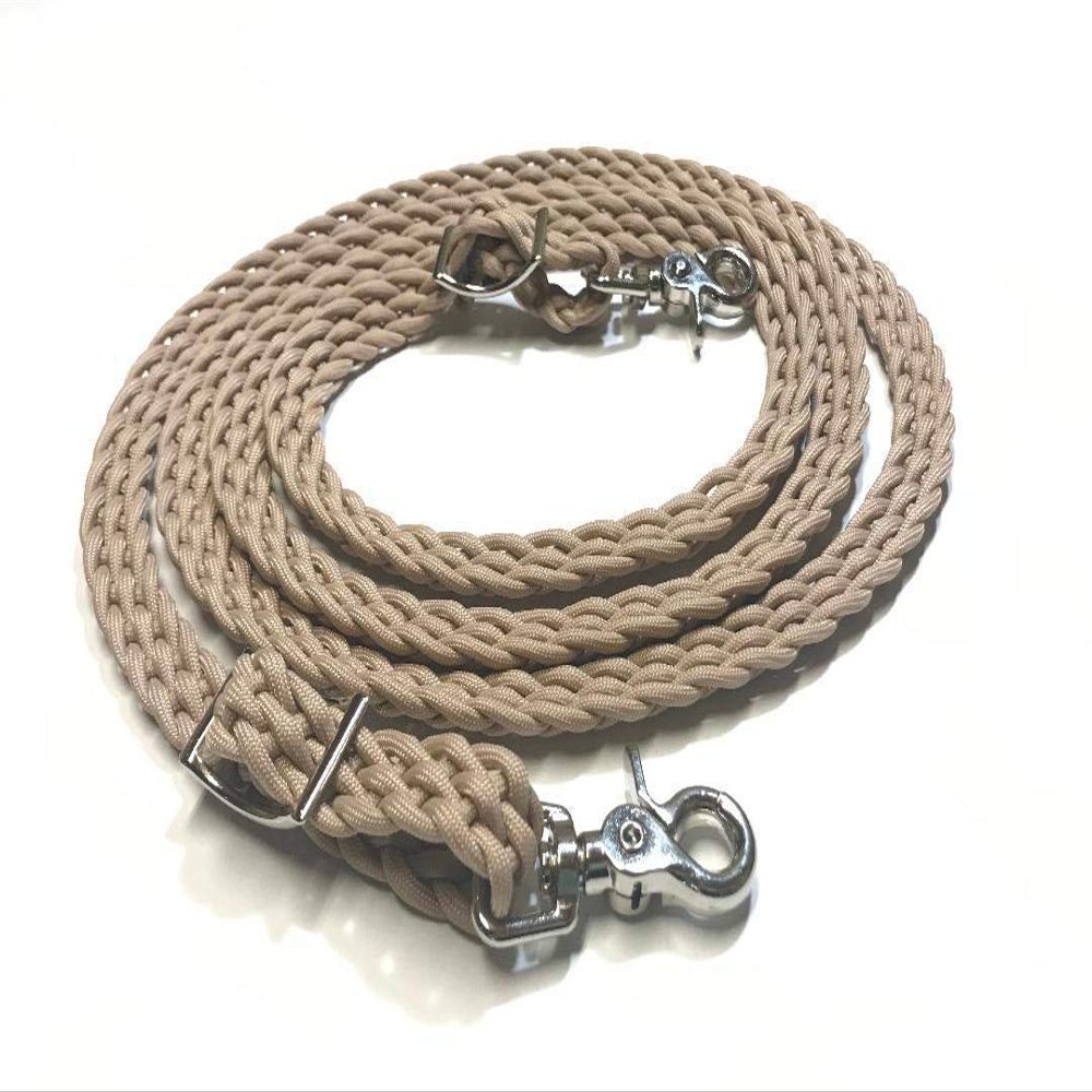 flat braided paracord roping loop reins desert sand FR17