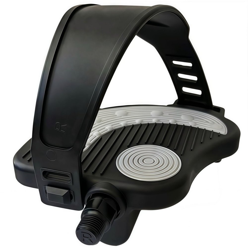 YBEKI Pro-Grade Exercise Bike Pedals with Adjustable Straps - 9/16" & 1/2" Spindle for Indoor Peloton/Schwinn/Spin Bikes | Heavy-Duty PP Plastic & PVC Straps + 500lb Capacity