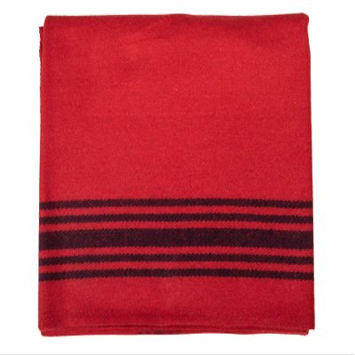 Farm Blue Wool Blanket Military Style - Thick & Lightweight Army Camping Blankets 80" x 62" - Large Camp Survival Blankets for Car, Hiking, Backpacking & Outdoor Festivals (Red with Navy Stripes)