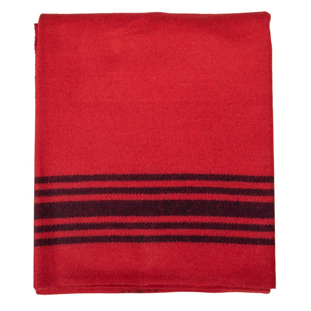 Farm Blue Wool Blanket Military Style - Thick & Lightweight Army Camping Blankets 80" x 62" - Large Camp Survival Blankets for Car, Hiking, Backpacking & Outdoor Festivals (Red with Navy Stripes)