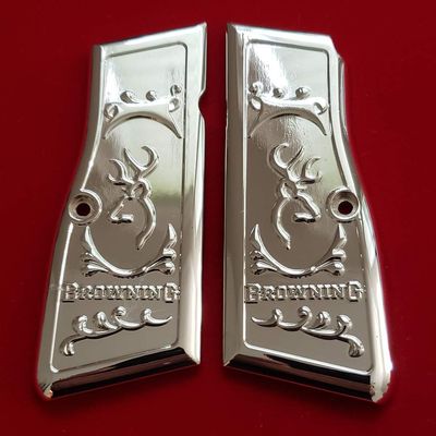 Custom Browning Hi Power Grips Engraved Gun Grips Full Nickel Plated