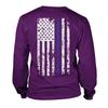 Haase Unlimited Blue Line American Flag - Police Support Unisex Long Sleeve Shirt (Purple - Back Print, Medium) view 1