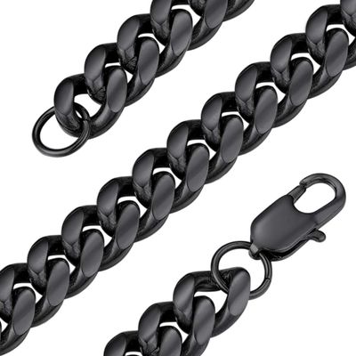 GoldChic 10mm Chunky Miami Chain Necklace, Black Plated Cuban Link For Men & Women, 316L Stainless Steel Jewelry 28 inches