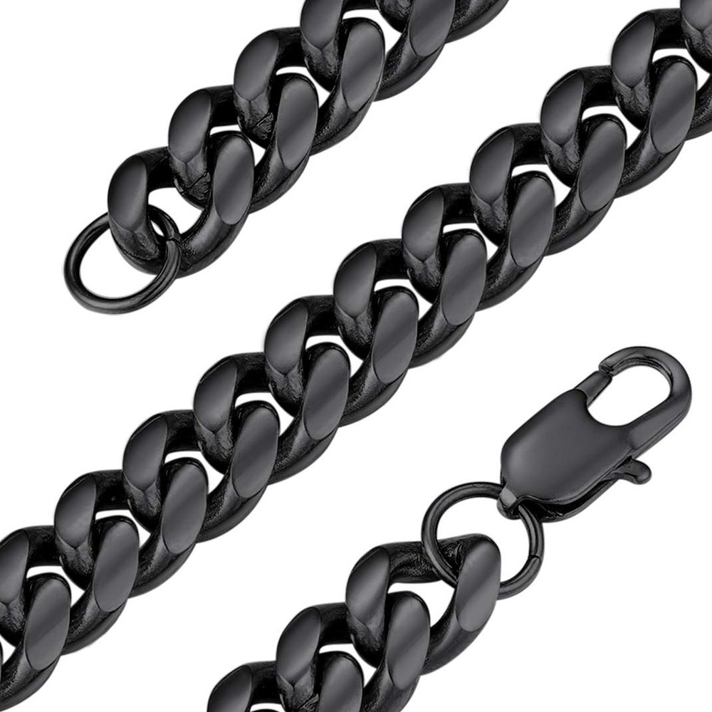 GoldChic 10mm Chunky Miami Chain Necklace, Black Plated Cuban Link For Men & Women, 316L Stainless Steel Jewelry 28 inches