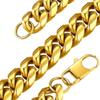 18K Gold Plated Chunky Curb Link, 14mm Gold Miami Cuban Chain Necklace For Women 26 inches
