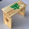 Handcrafted Meditation Bench. Features Hand Painted Green Lotus Flower and Lotus Legs view 1