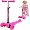 ChromeWheels Scooter for Kids, Deluxe 4 Adjustable Height 3 Wheels Glider with Kick, Lean to Steer with LED Flashing Light, Pink view 1