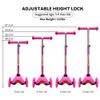 ChromeWheels Scooter for Kids, Deluxe 4 Adjustable Height 3 Wheels Glider with Kick, Lean to Steer with LED Flashing Light, Pink view 2