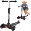 ChromeWheels Scooter for Kids, Deluxe 4 Adjustable Height 3 Wheels Glider with Kick, Lean to Steer with LED Flashing Light, Black view 1