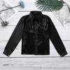 JEATHA Kids Boys Shiny Sequins Lapel Long Sleeve Hip Hop Jazz Latin Dance Shirts Stage Performance Costume Black 8-10 view 3