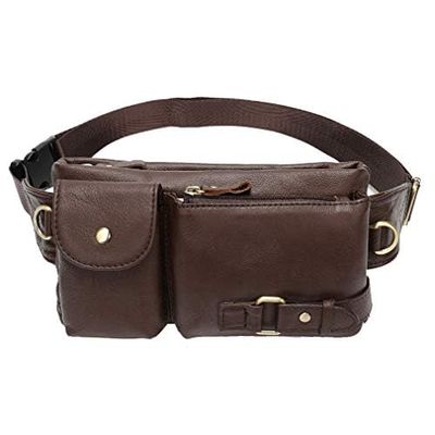 Hebetag Leather Waist Bag Fanny Pack for Men Women Travel Outdoor Sports Hunting Hiking Climbing Multi-Purpose Hip Bum Belt Slim Cell Phone Purse Wallet Casual Pouch
