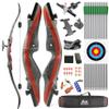 62" Takedown Recurve Bow Kit Traditional Wooden Bow Adults Youth 20-50Lbs for Right-Hand Hunting Practice Target Shooting view 1