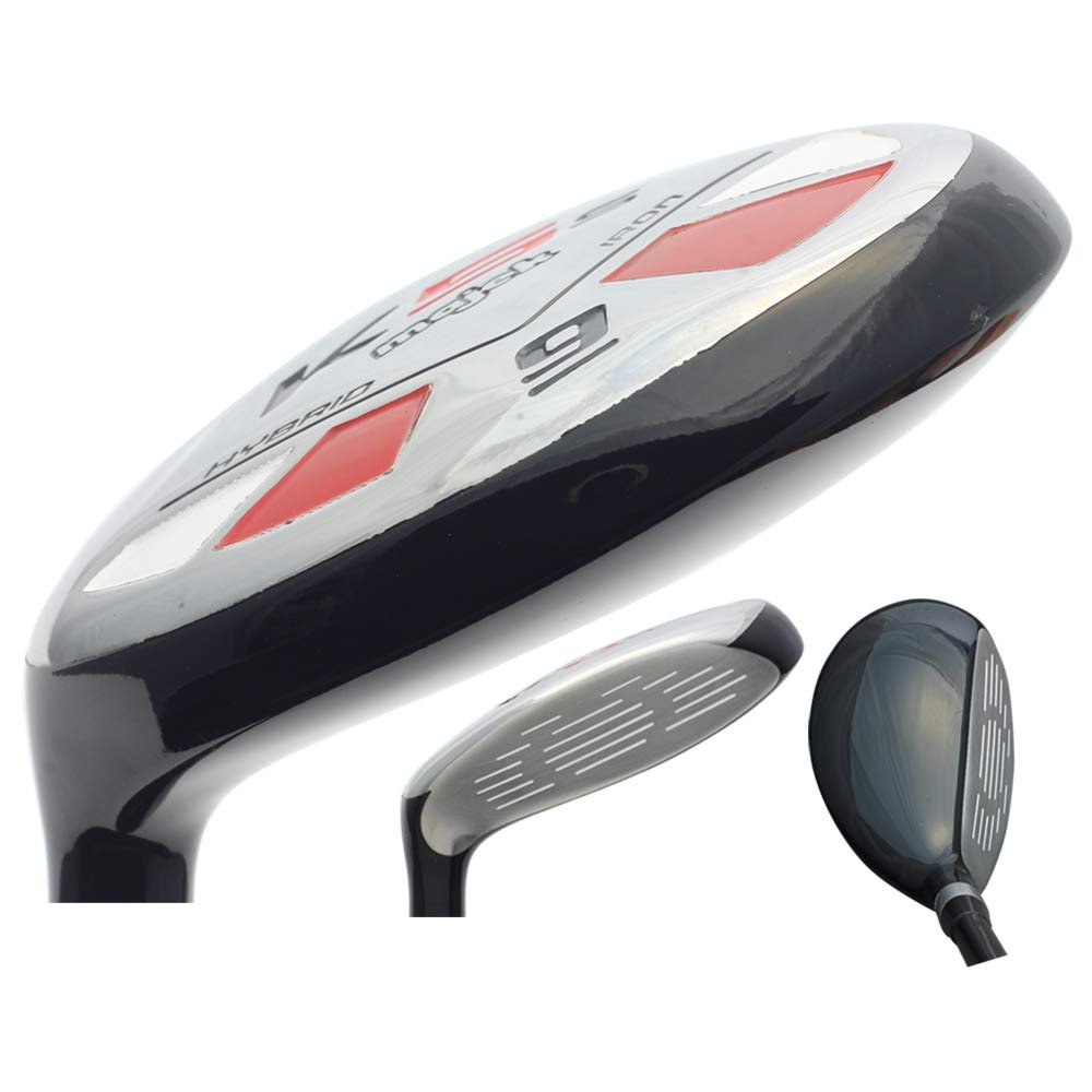 Left Handed Majek Golf +1 inch Over Big & Tall Senior Men's #9 Hybrid Senior Flex New Utility A Flex Club (Tall 6'0"+ / +1" Over) with Midsize Black Pro Velvet Grip