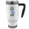 Just a girl who loves basketball 17 oz stainless steel travel mug (Blue) view 1