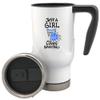 Just a girl who loves basketball 17 oz stainless steel travel mug (Blue) view 2