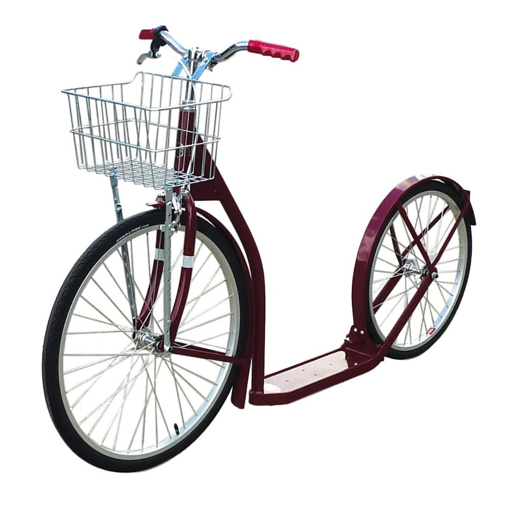 AmishToyBox Deluxe Kick Scooter Bike - Model 2420 - Adult Size (No Kickstand, Maroon), Amish-Made